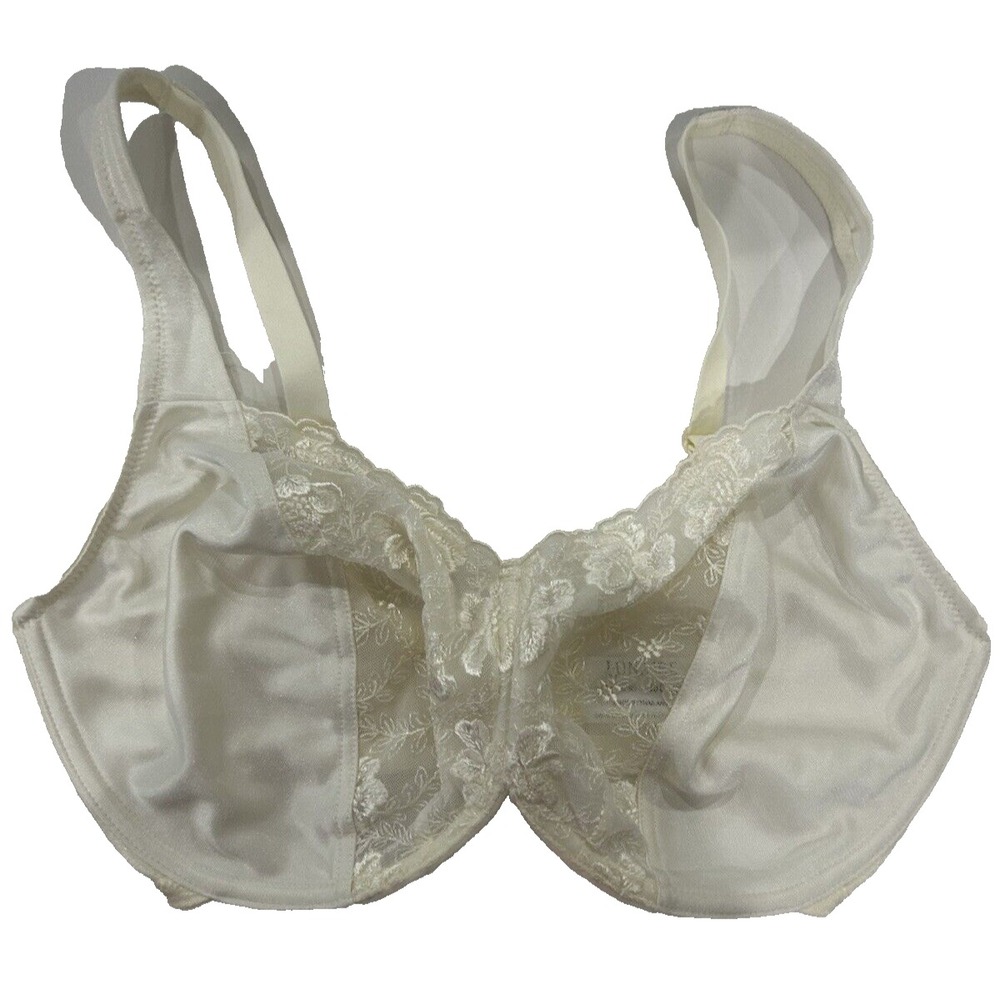 Lunaire 10811 Minimizer Bra Lace Nylon Emboridered Ivory Size 36DDD STUNNING